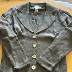 Cut Loose Gray Cardigan Sweater with Blazer Collar